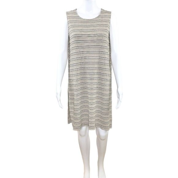J.Jill Wearever Collection Caramel Striped Sleeveless Ribbed Tunic Top Size M - Picture 1 of 11